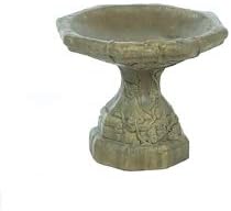 Solid Rock Stoneworks Round Ivy Birdbath 100% Concrete 13in Tall Aged Pine Color