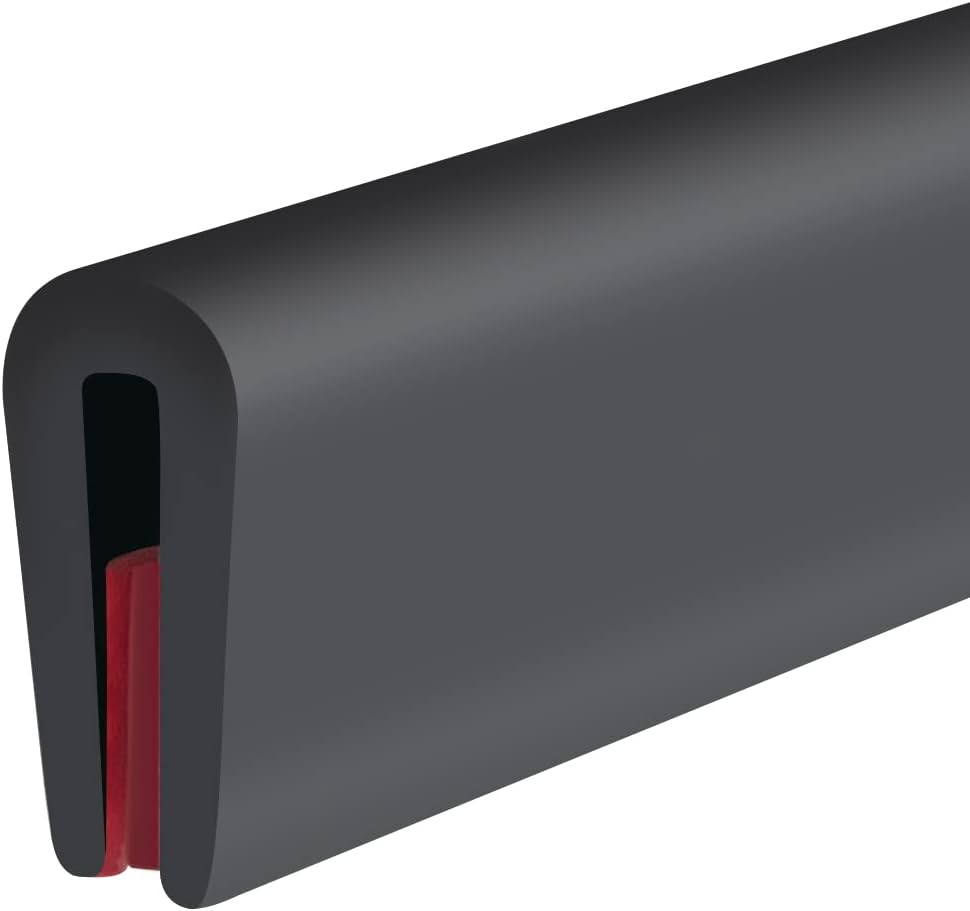 Rubber Edge Trim, Self-Adhesive Rubber Edge Protector for Sheet Metal, EPDM Material, Fit 1/16"(1.6mm), Length 100Ft, Black Color, U Channel Edge Trim