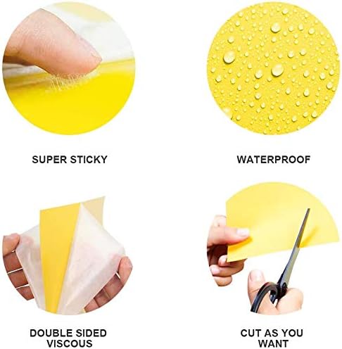 Gideal 50-Pack Dual-Sided Yellow Sticky Traps for Flying Plant Insect Fungus Gnats Whiteflies Aphids Leafminers Thrips (6x8 Inches, Included 50pcs Twist Ties)