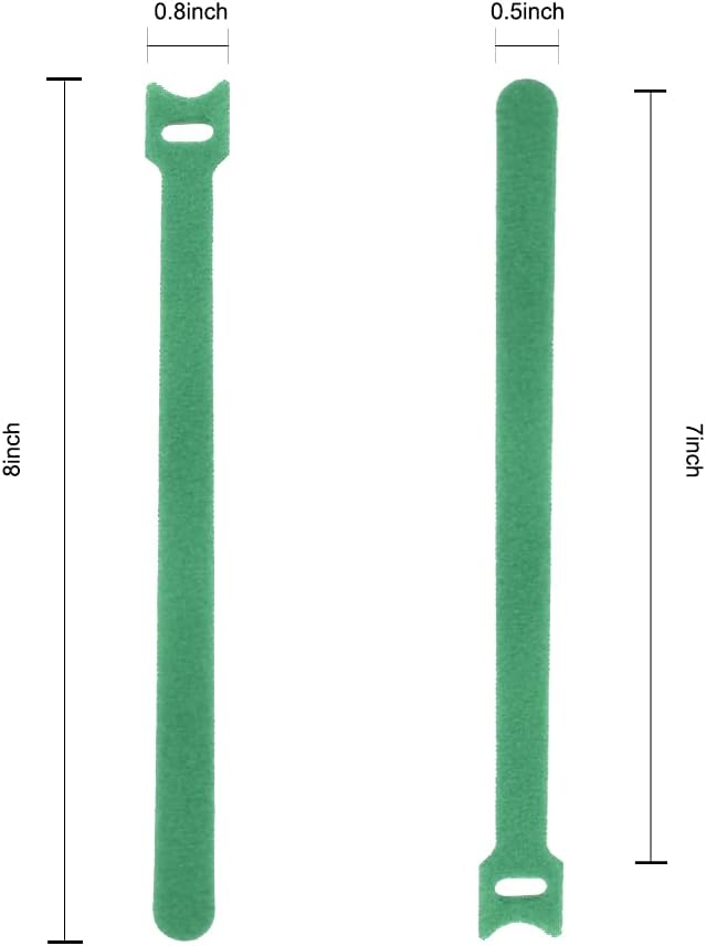 Hook＆Loop Garden Plant Cable Ties, Adjustable Garden Nylon Ties for Supporting Plant and Vines, Multi-Functional Ties(100 Pcs, 8 Inch, Green)