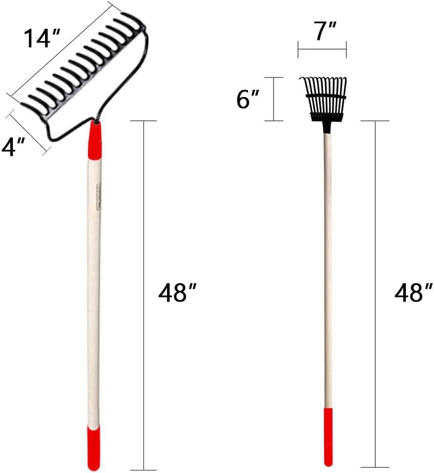 GardenAll 7-Piece Shovels Rakes Hoe Set Garden Tools Gifts for Women Long Wood Handle Pointy Shovels for Digging Short Handle Shovel Meteal Rakes Cultivator Set