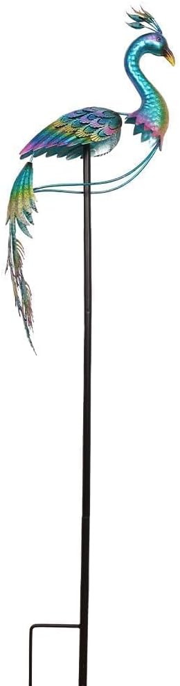 hogardeck Garden Decor for Outside, 48" Metal Peacock Garden Stake with Rocking Motion for Yard Art, Heavy-Duty Balancing Kinetic Wind Sculpture for Lawn Porch Outdoor Decorations