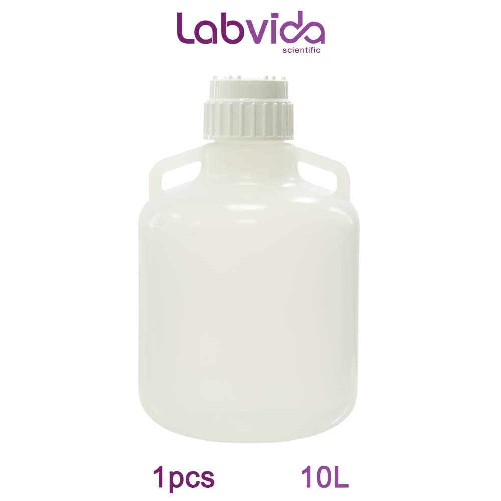 10L (2.5 Gallons) Round Carboys with Handles,Molded Graduations, Autoclavable PP Material, Heavy Duty Water Can, Lab, Home, Travel Liquid Storage, LVAA001