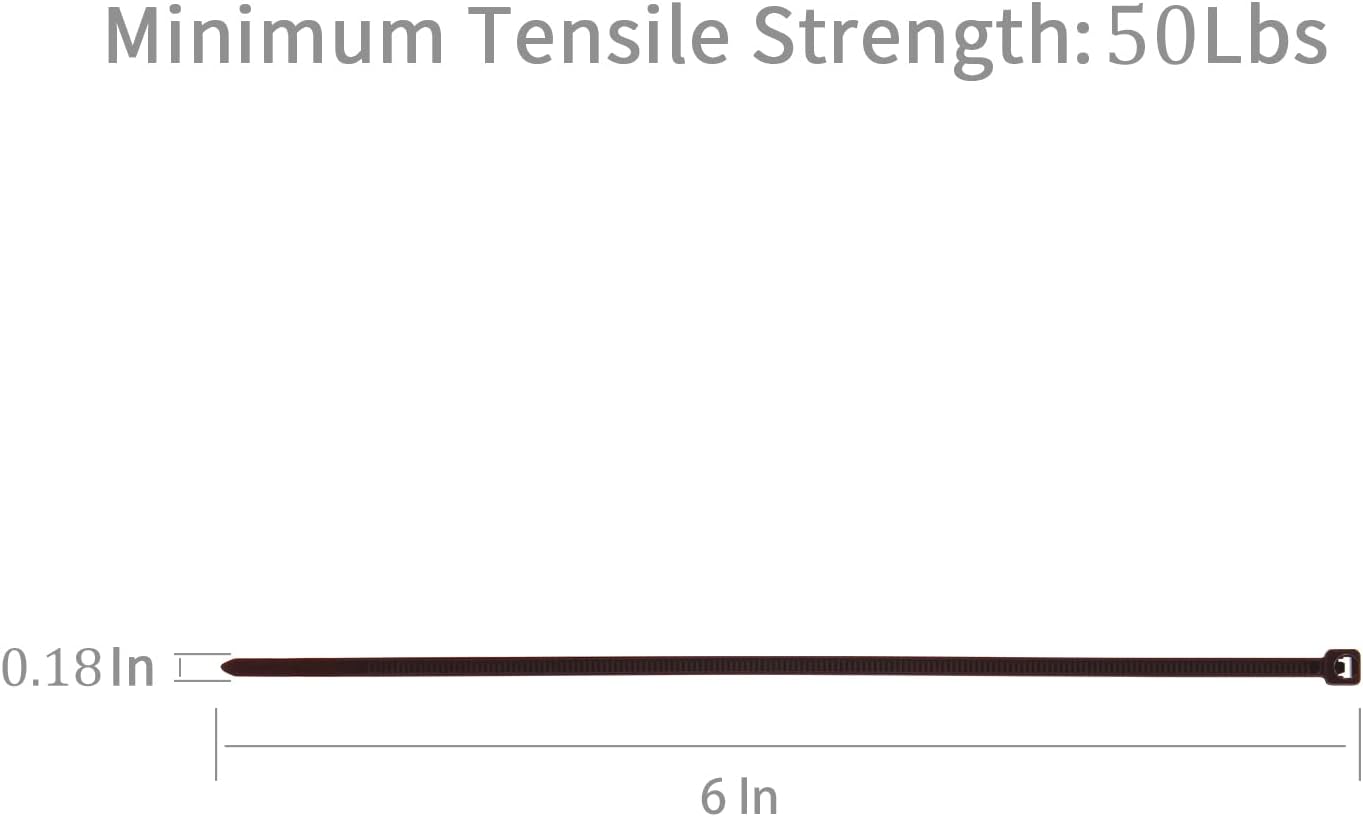 XINGO 100PCS Cable Zip Ties Heavy Duty, Premium Nylon Plastic Wire Ties with 50 Pounds Tensile Strength, Self-Locking Black Nylon Zip Ties for Indoor and Outdoor (6 inch, Brown)