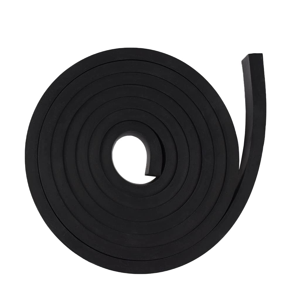 DOBTIM Rubber Strips 1/2(.500)" Thick X 1" Wide X 10'Long, Solid Rubber Rolls Use for Gaskets DIY Material, Supports, Sealing, Bumpers, Protection, Abrasion, Black