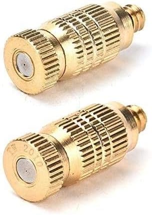 20pcs Garden Brass Misting Nozzles High Pressure Spray Misting Nozzle Atomizing Nozzle for Greenhouse,Landscaping,Dust Control,Outdoor Cooling System,0.008inch Orifice (0.2mm), 3/16 UNC