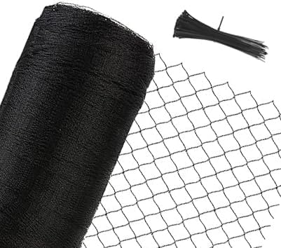 Junflying Bird Netting, 20x30 FT – 1/2" Mesh, Woven Black Netting for Garden Protection with Ties, Protects Vegetables, Fruit Trees, Blueberry Bushes & Strawberry Plants