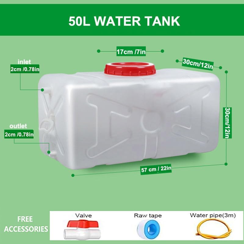 Water Storage Tank for Camping, Plastic Water Containers with Spigot for Emergency Water Storage Household Outdoor Camping Hiking Self-Driving Tour(Size:50L/13.2gallon)