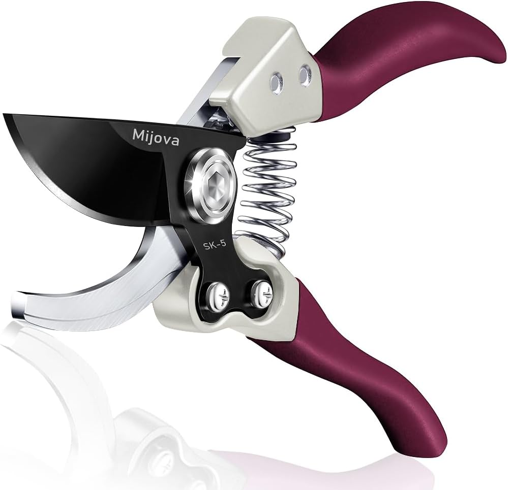 Gardening Scissors, Precision Pruning shears for Branches Shrubs and Vines, High-Carbon SK5 Steel Stays Sharp Longer for Clean Cuts that Promote Plant Health