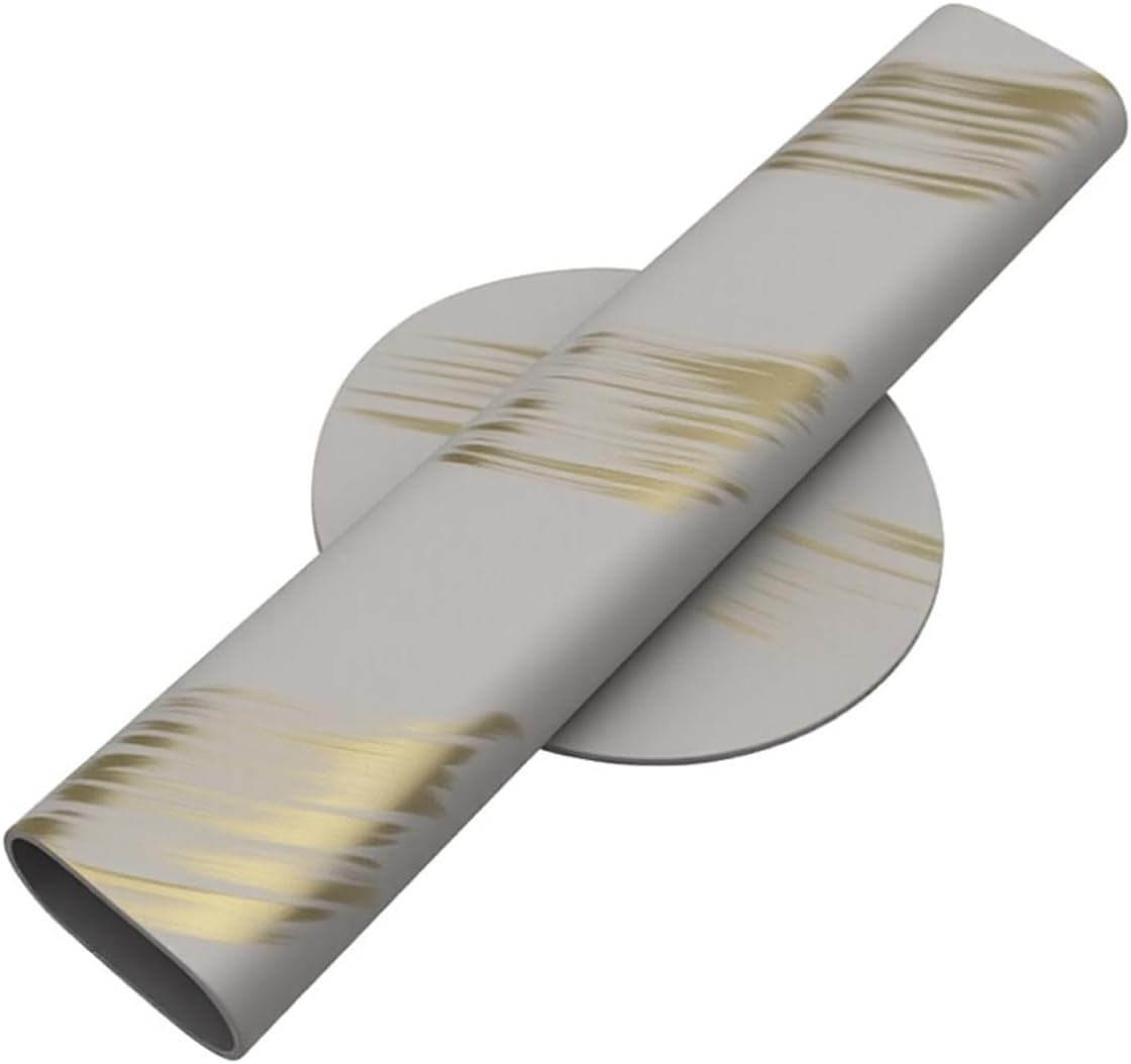 Self Adhesive Wall Vase Metal Tube Decoration Holder Used to Display Dried Flower, Faux Flowers, Fake Flowers, Also Suitable for Cemetery Memorial Decoration (2 Pcs White Gold Stripe)