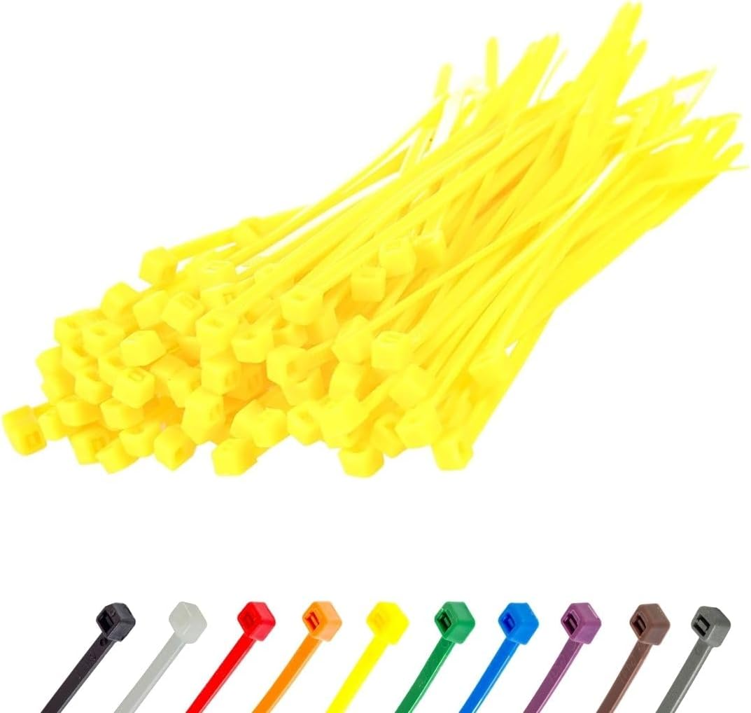 GTSE 6 Inch Yellow Zip Ties, 100 Pack, 40lb Strength, UV Resistant Strong Nylon Cable Ties, Self-Locking 6" Tie Wraps