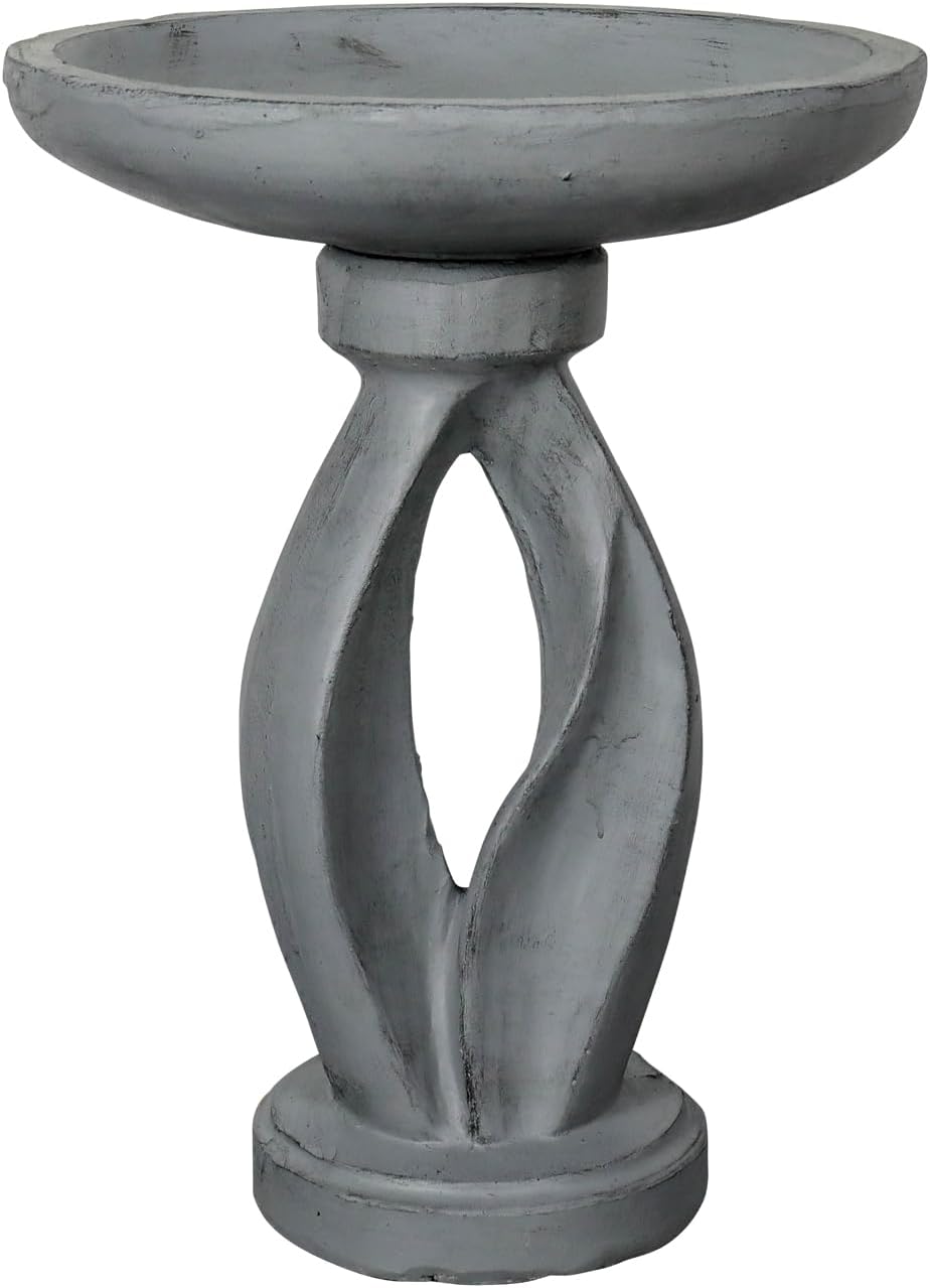 SunJet 21.8 Inch Heigh Modern Concrete Bird Bath – Sleek & Minimalist Design, birdbath Sturdy & Elegant, Enhances Garden, Patio, Yard, Lawn Décor