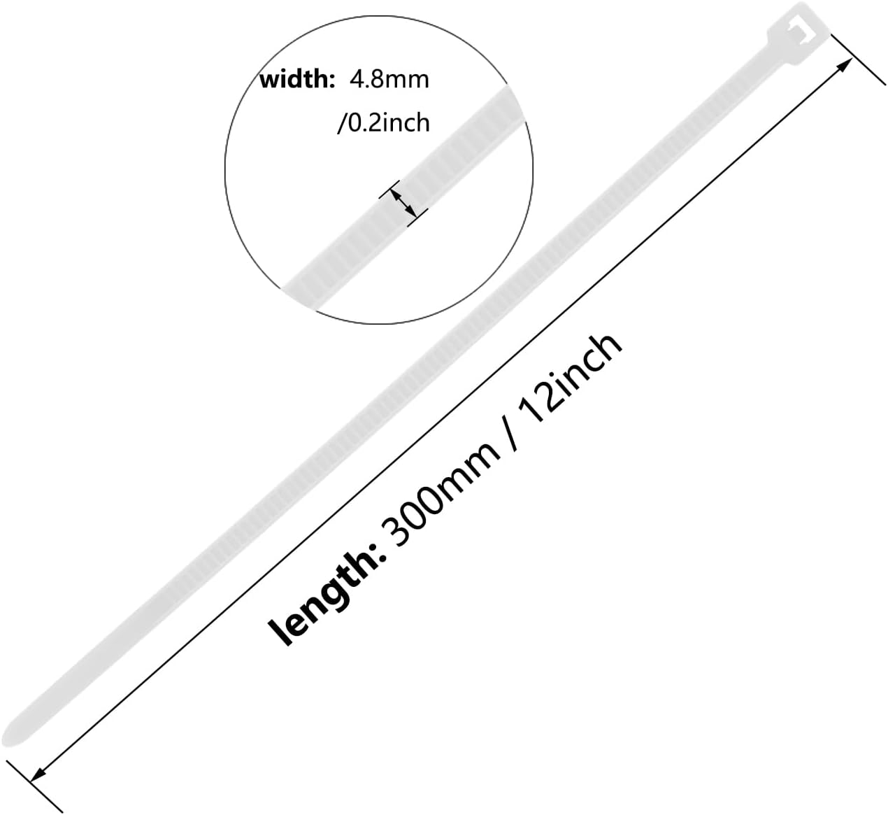 12 Inch Zip Ties Silver 1000 PCS, 50 Lbs- Heavy Duty Tensile Strength, Nylon PA66 UV Resistant Cable Ties for Indoor and Outdoor Use - Ideal for object bundling and fastening