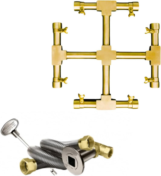 11" Inch Brass Jet Burner for Round & Square Fireplace - Natural Gas or Propane Fire Pit - Premium Outdoor Fire Pit Burner