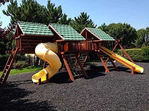 Playsafer Rubber Mulch Nuggets Protective Flooring for Playgrounds, Swing-Sets, Play Areas, and Landscaping (2,000 LBS - 77 CU. FT, Natural Black (Unpainted))