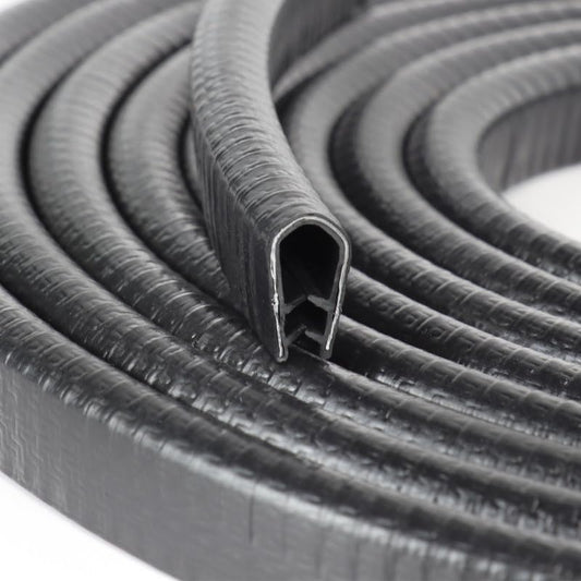 Rubber Edge Trim, U Channel Edge Trim with Metal Clips Edge Guard Protector, PVC Rubber Seal Strip for Sheet Metal, Car Doors, Hatches, Table Corners, Fit 3/64" to 1/4"(1.2mm-6.4mm), 16Ft, Black