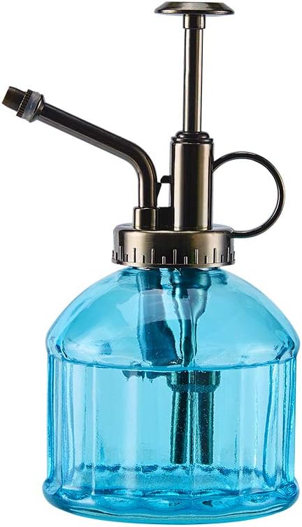 Glass Plant Mister Spray Bottle, Vintage Plant Water Spritzer Sprayer Mister, Succulent Watering Bottle with Top Pump, Small Glass Watering Can for Indoor Outdoor Houseplant - Blue