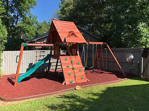 Playsafer Rubber Mulch Nuggets Protective Flooring for Playgrounds, Swing-Sets, Play Areas, and Landscaping (400 LBS - 16 CU. FT., Red)