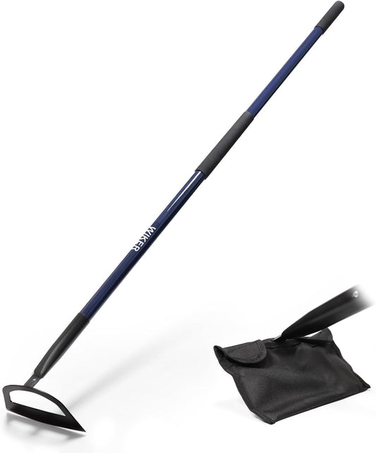 WIKER 58 Inch Heavy Duty Garden Hoe with Blue Fiberglass Handle, Weeding Hoe Garden Tool for Gardening