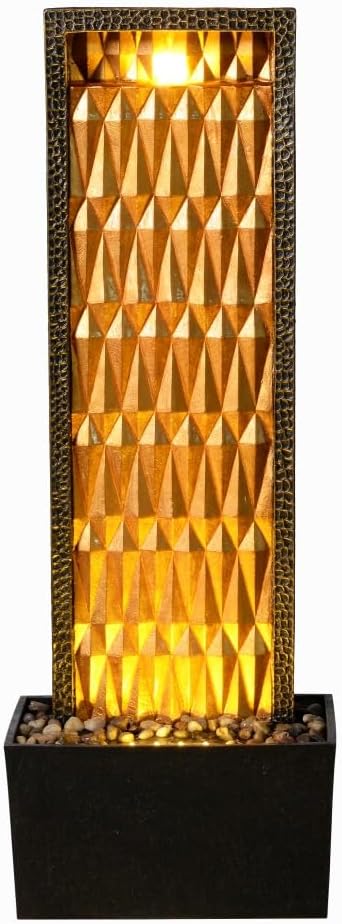Indoor Water Fountain - 27'' Tall Waterfalls Water Features, Gold Brilliant Design, Decor Your Home, Livingroom,Office,Outdoor Garden, Patio, Backyard