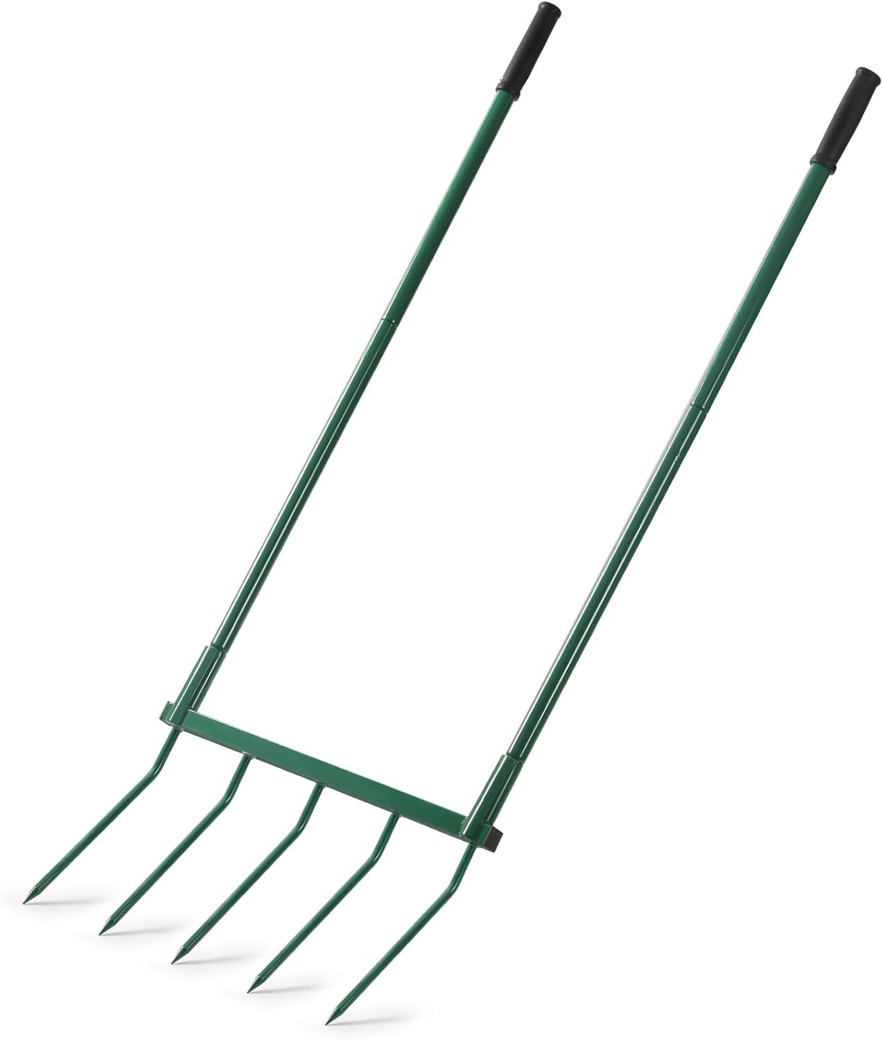 Broadfork Garden Tool with Steel Handle Heavy Duty Five Tines Broad Fork for Gardening Loosening and Aerating Soil, U-Shaped Design Hand Tiller, Compost Turner and Aerator
