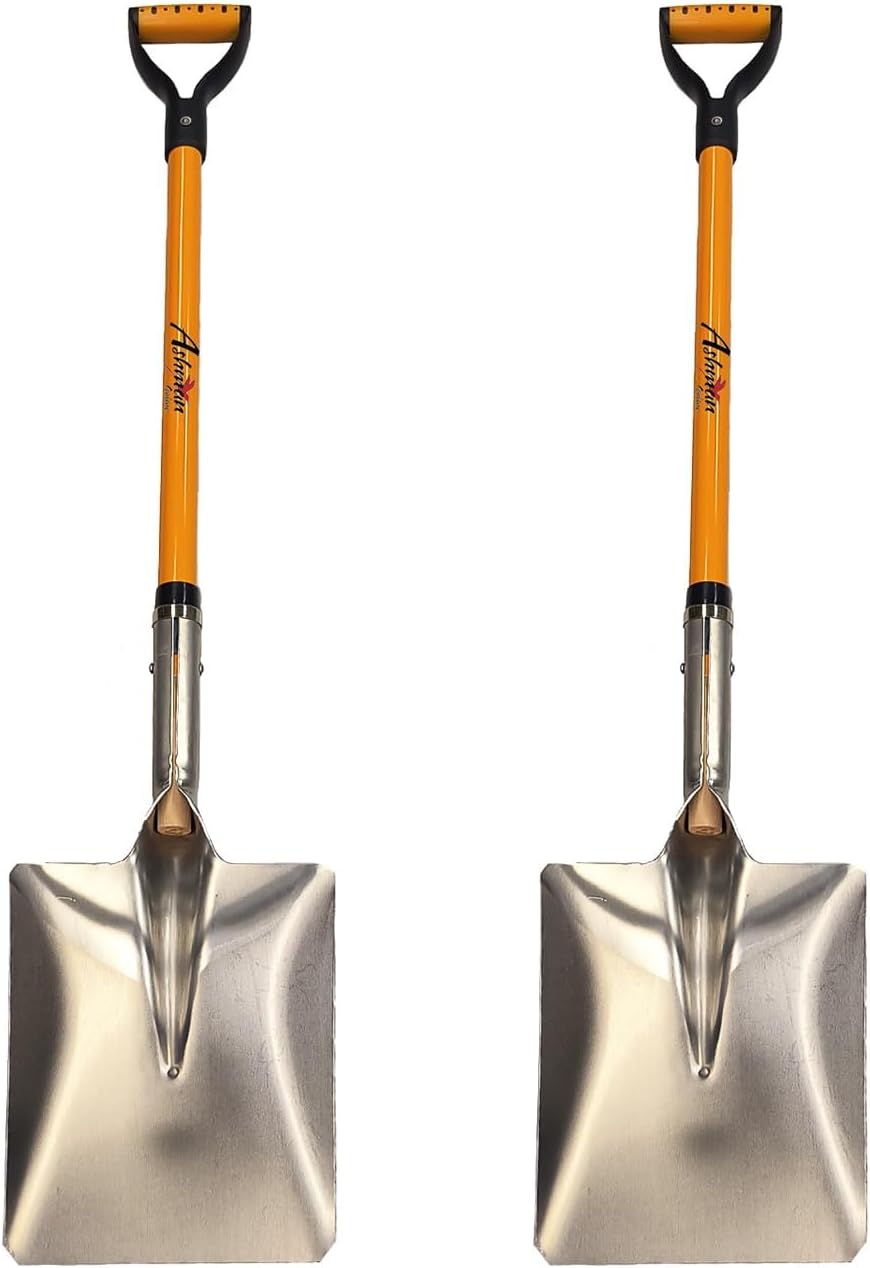 Ashman Snow Shovel with Large Scoop and Heavy Duty Handle (2 Pack)