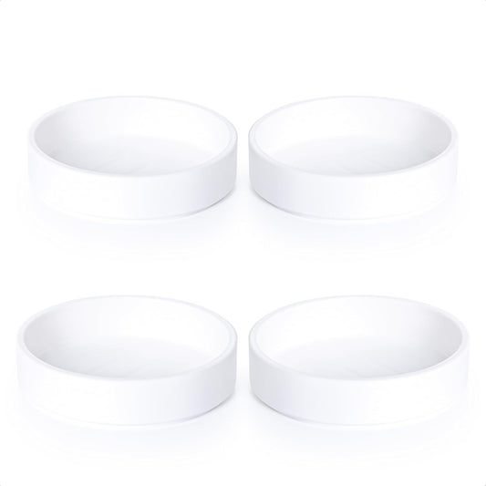 Phoenix Vine 4 Inch Plastic Plant Saucer Water Drip Tray, Heavy Sturdy Round Plant Drainage Tray for Indoors Outdoor, Set of 4, Matte White, 21-TY-4W-4