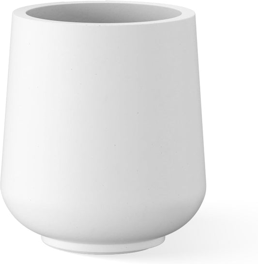 Kante 15.3-Inch Dia Round Concrete Planter, Large Plant Pot with Drainage Hole and Rubber Plug for Indoor Outdoor Use – Home, Garden, or Patio, Pure White