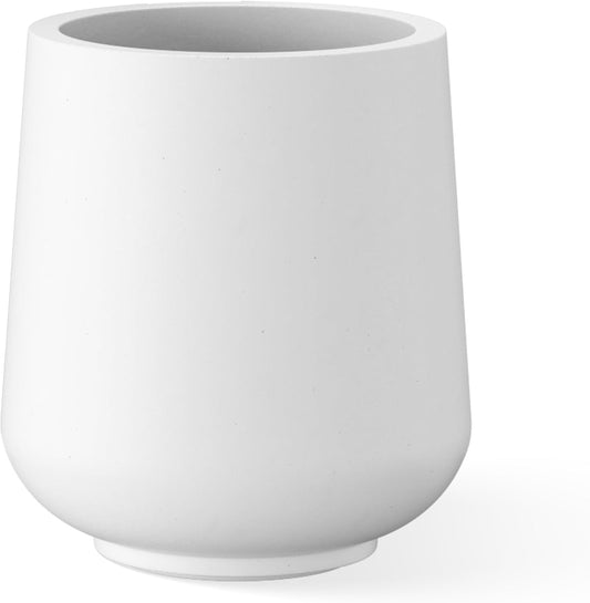 Kante 11.6" Dia Round Concrete Planter, Outdoor Indoor Large Plant Pots Containers with Drainage Hole and Rubber Plug for Home Garden Patio, Pure White