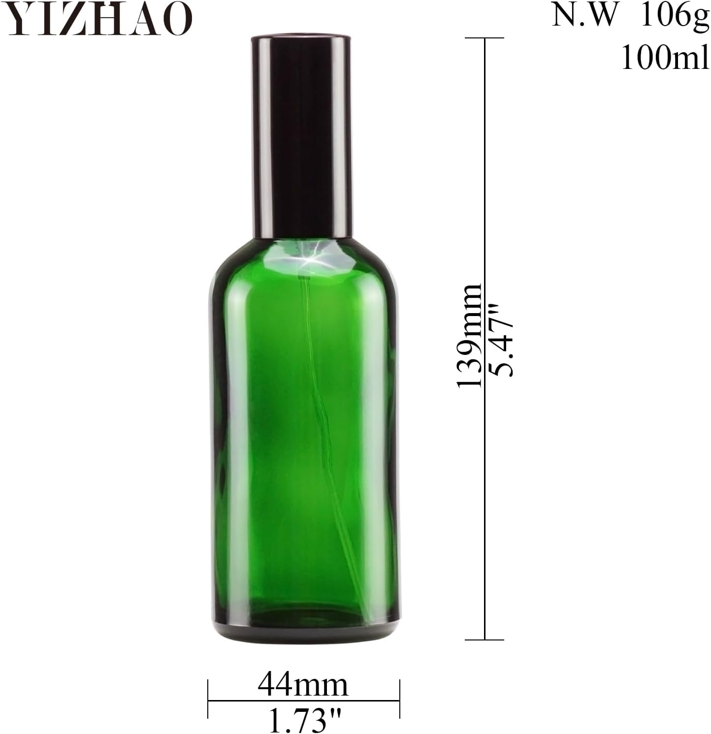YIZHAO Green Glass Spray Bottles 4oz, with Small Fine Mist Spray, Metal Cap, Refillable for Essential Oil,Travel,Cleaning,Perfume,Aromatherapy,Makeup – 9 Pcs