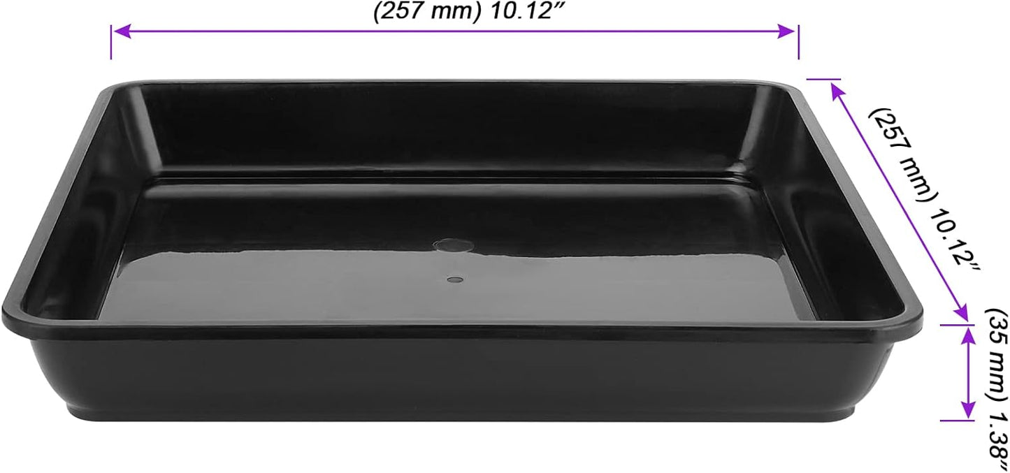 JOIKIT 10 PCS 10 x 10 Inch Square Plant Saucer, Plastic Plant Saucer Drip Tray, Square Flower Pot Tray for Indoors and Outdoor Plant Pots, 1.38 Inch Deep, Black