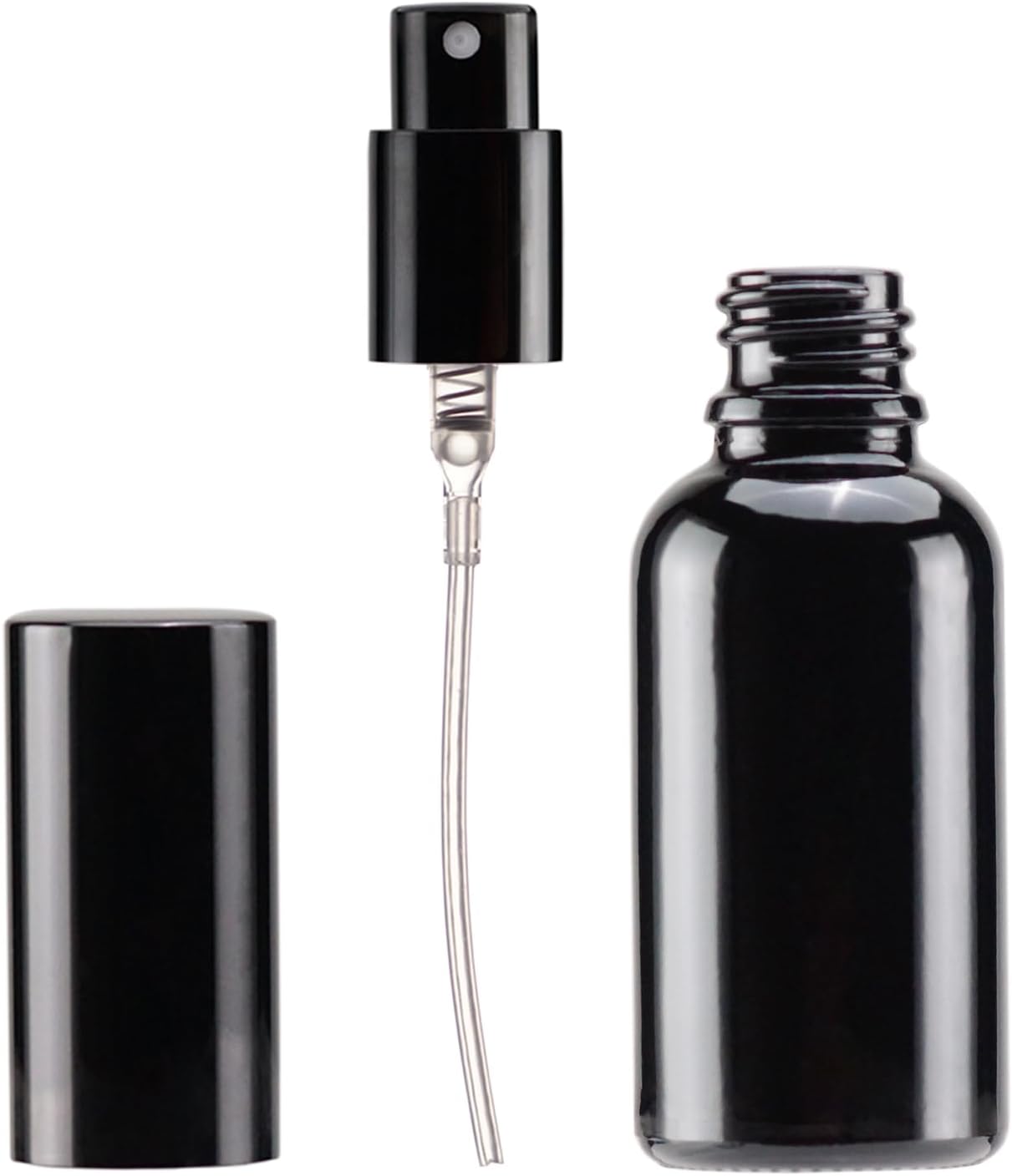 YIZHAO Black Glass Spray Bottles 1oz, with Small Fine Mist Spray, Metal Cap, Refillable for Essential Oil,Travel,Cleaning,Perfume,Aromatherapy,Makeup – 6 Pcs