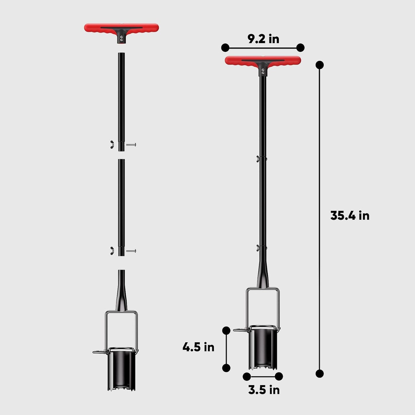 Long Handle Bulb Planter Tool, Standing Gardening Bulb Transplanter, Turf Remover Lawn Inserter - for Digging Holes