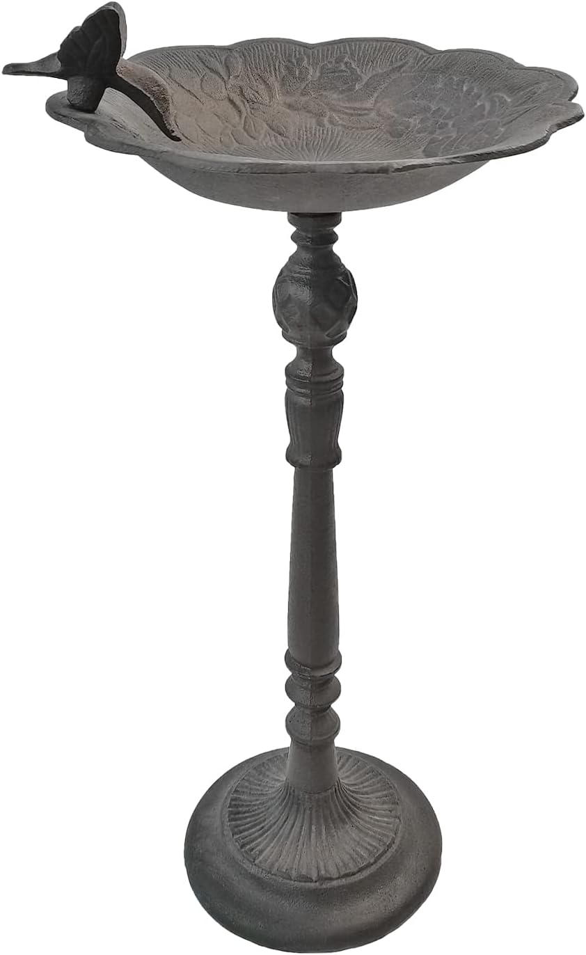 Heavy Duty Metal Bird Bath for Outside - 10.23 Inches Diameter, 22 Inches Height - Perfect for Garden, Patio, Lawn Decoration， Has The Functions of a Hummingbird Feeder and a Bird Feeder