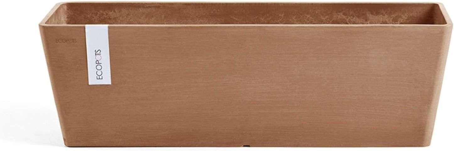 Ecopots Bruges Durable Modern Rectangular Indoor/Outdoor Recycled-Based Composite Flower Pot Planter, Terracotta Color, 31.5"