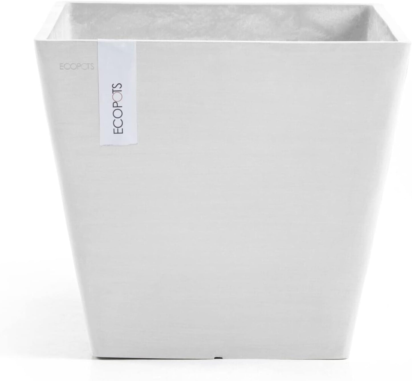 Ecopots Rotterdam Durable Modern Square Indoor/Outdoor Recycled-Based Composite Flower Planter, Pure White, 12"