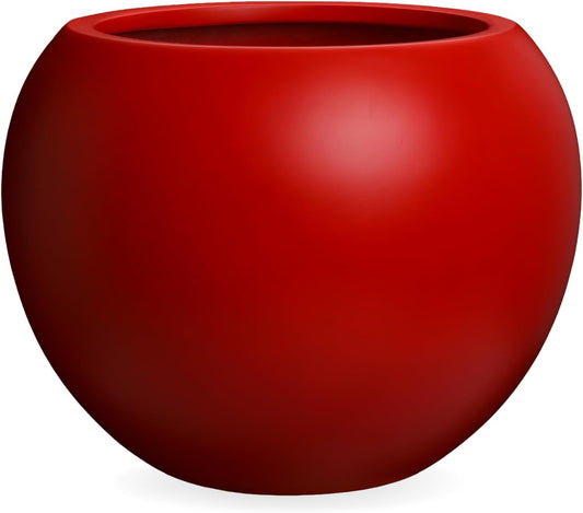 Globo Large Fiberstone Plant Pot, Large Planters for Indoor Plants, Outdoor Planters for Porch (Red, 16" D x 12.8" H)