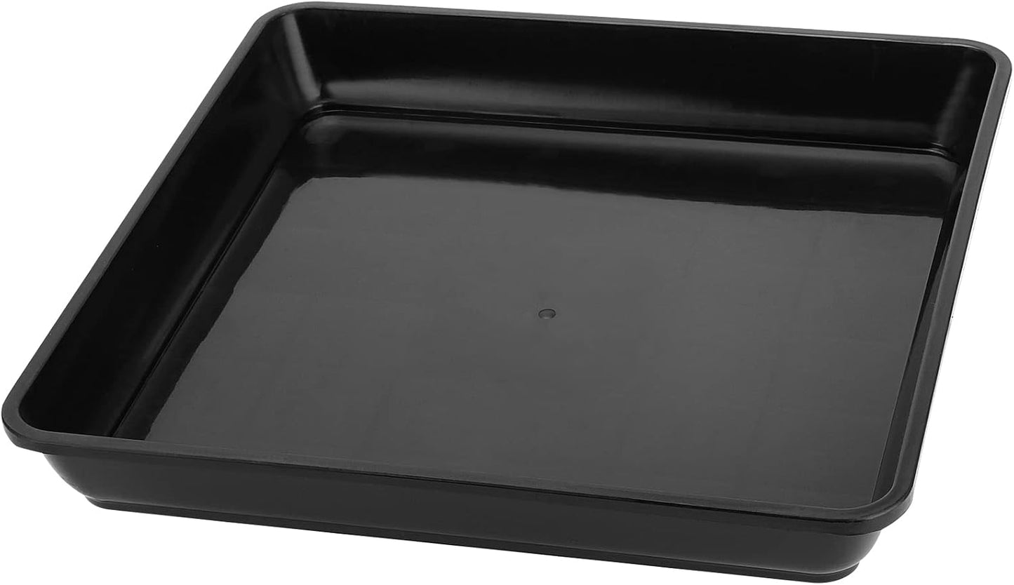 JOIKIT 10 PCS 11 x 11 Inch Square Plant Saucer, Plastic Plant Saucer Drip Tray, Square Flower Pot Tray for Indoors and Outdoor Plant Pots, 1.5 Inch Deep, Black