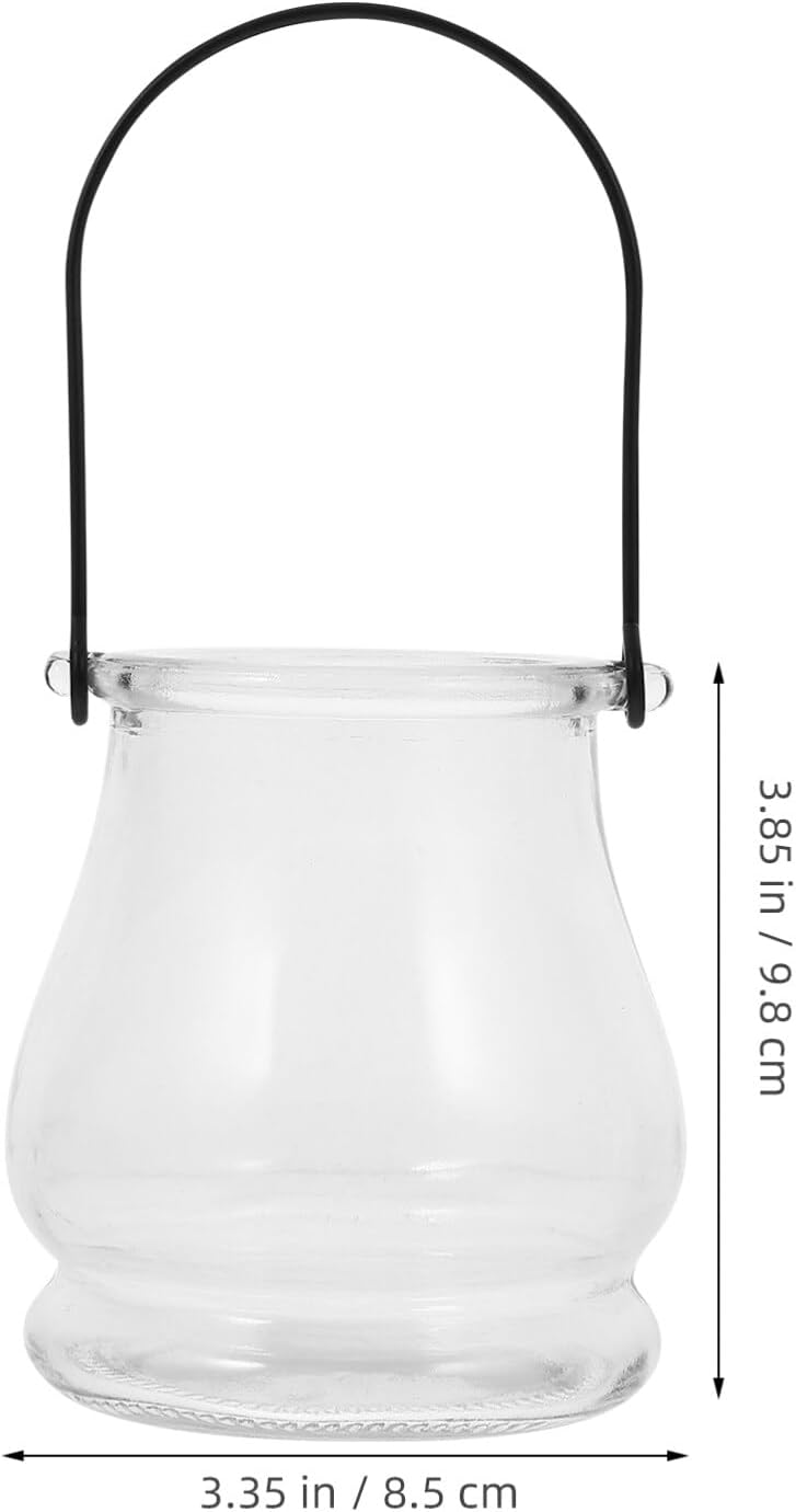 DOITOOL 4PCS Hanging Glass Tealight Holder, Hanging Glass Candle Holder with Handles Plant Terrariums Air Plants Tea Light Votive Candle Holders for Wedding Party DIY