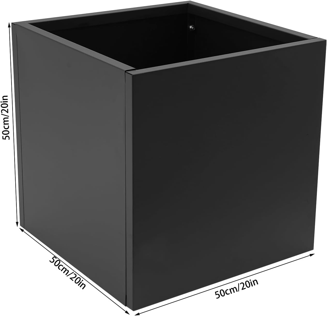 20" L x20 W x20 H Metal Flower Boxes Planter Boxes Outdoor Raised Garden Bed Indoor Outdoor Planting Bed Black Square Planter Box for Patios Lawn Yard Decor Storage