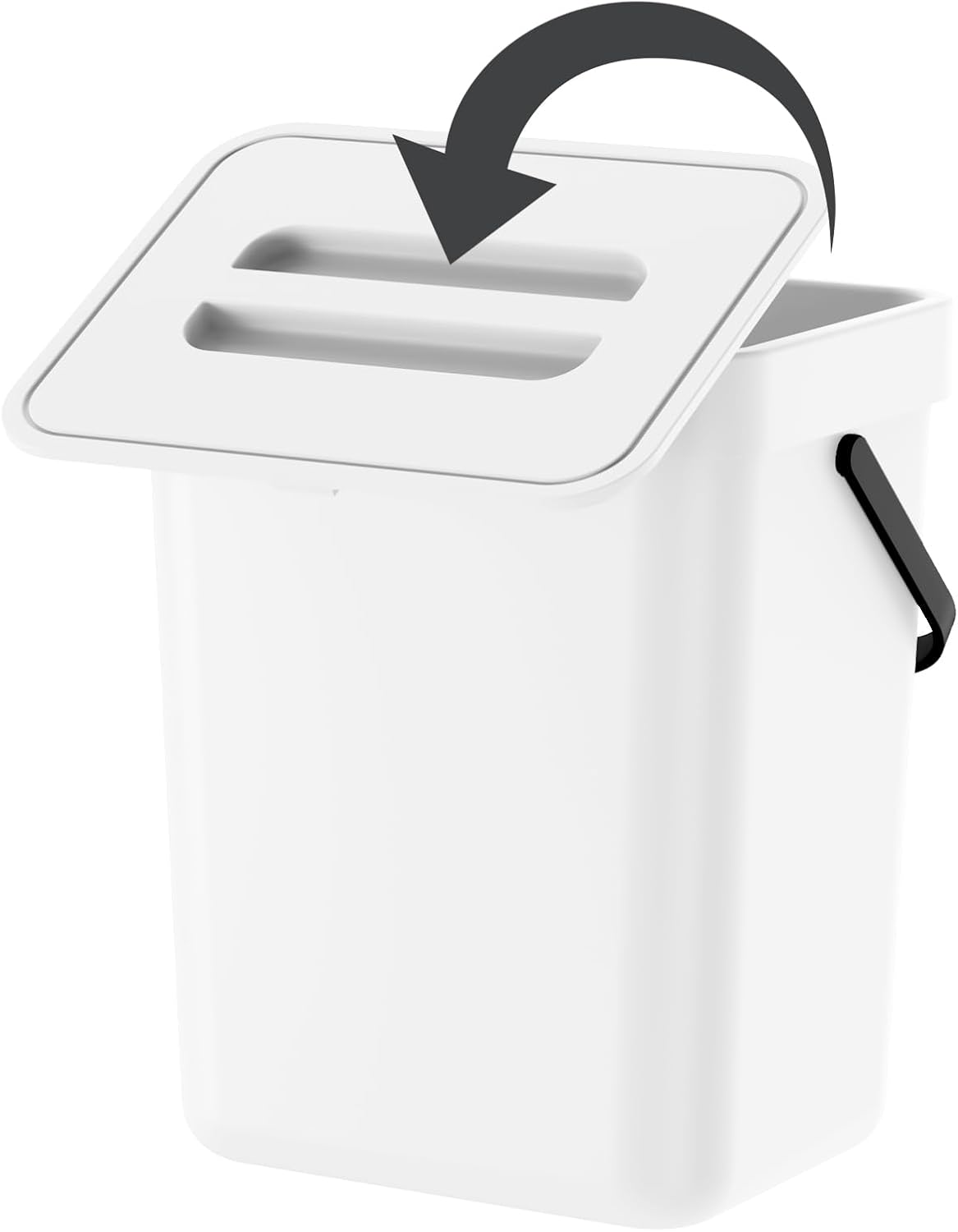 Compost Bin Kitchen, for use on Countertops or Under Sinks, Hanging Trash Can with Lid, for Cupboard/Bathroom/Bedroom/Office/Camping, Mountable Indoor Compost Bucket(White 0.8 Gallon/3L)