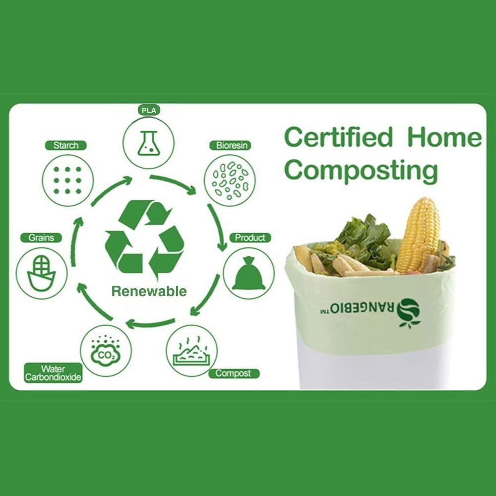 3 Gallon Compostable Trash Bags, 100 Count, Food Grade, Plant-based, Biodegradable, Leak-proof, Tear-resistant, Dishwasher Safe