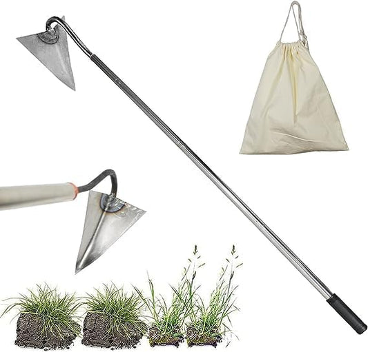 Hardened All-Steel Triangle Hand Plow Hoe for Backyard Weeding,Tough Welded Hoe, Loosening,Farm Planting,Dig a Hole，6-Inch Welded Steel Head, 54-Inch Stainless Steel Handle