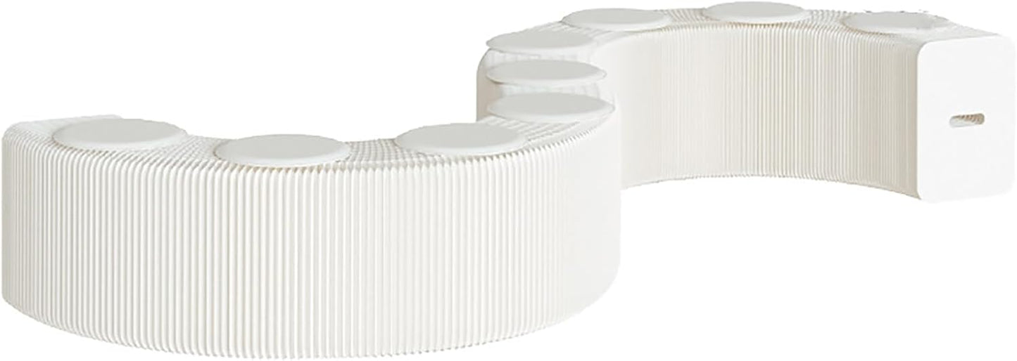 Foldable Kraft Paper Stool, Honeycomb Accordion Folding Bench, Collapsible Paper Stool for Small Spaces, Portable Footrest and Side Table for Living Room and Office,White-44×31×600cm