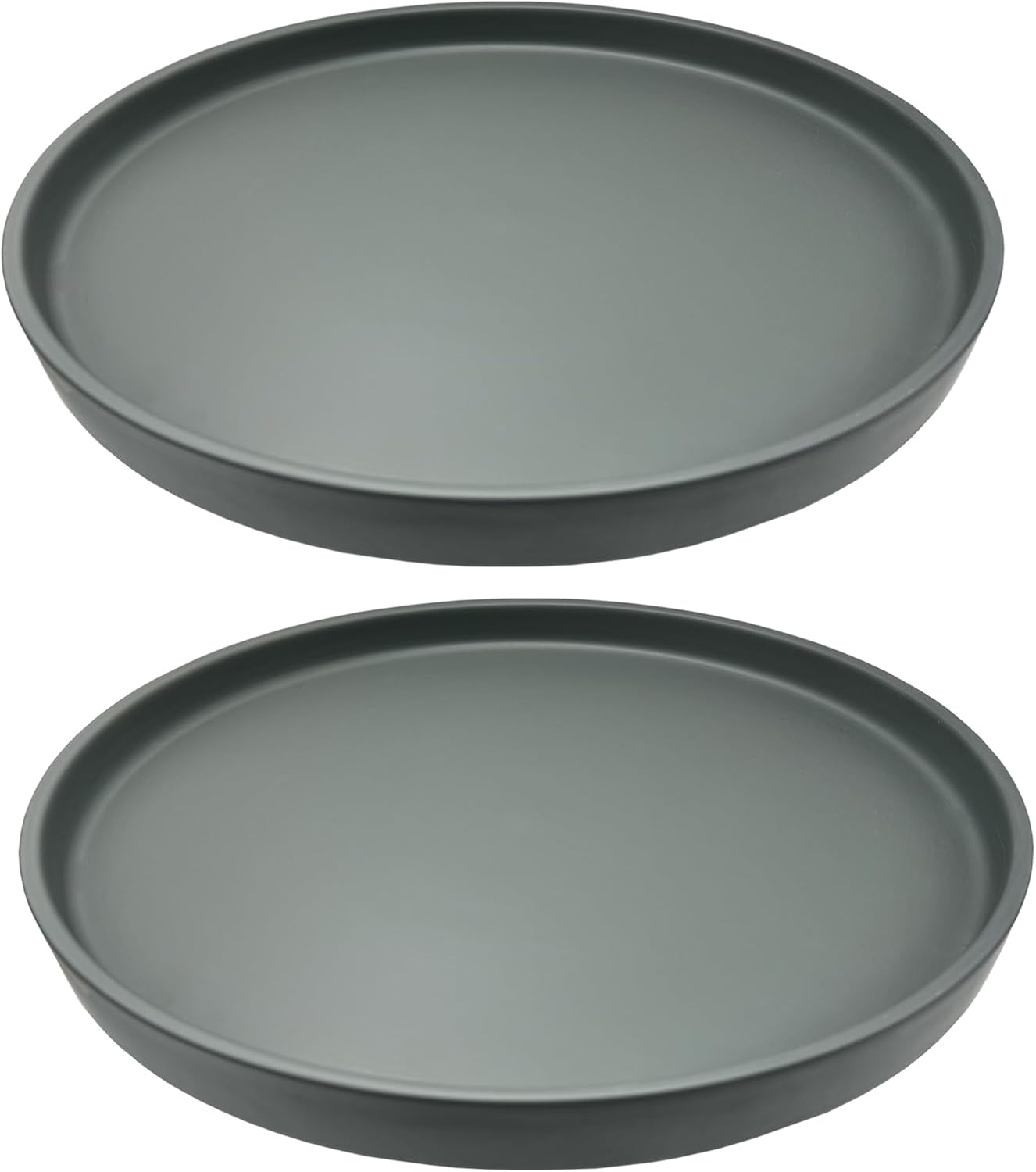 2 Pack Ceramic Plant Saucer Pot Tray 8 Inch, Planter Saucers 4 5 6 7 8 9 10 11 12 13 Inch for Indoors Outdoor, Durable Sturdy Flower Drainage drip Water Tray for Glazed Pots Base (8.5 Inch-Grey)