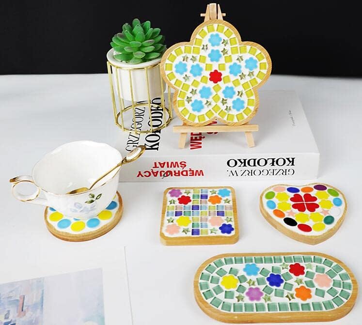 500g/1.1lb Random Color Irregular Ceramics Mosaic Tiles,DIY Making Creative Ceramic Mosaic Tiles for DIY Craft Plates Flowerpots Vases Cups Mosaic Making Supplies (Flowers+Round+Heart+Pentagram+Oval)