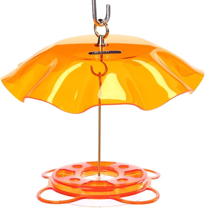 Birds Choice Oriolefest Oriole Bird Feeder with Protective Weatherguard | Hanging Bird Feeder for Jelly, Oranges & Nectar | 4 Feeding Ports & Trays with Ant Moat & Bee Guards | 12 oz, Orange