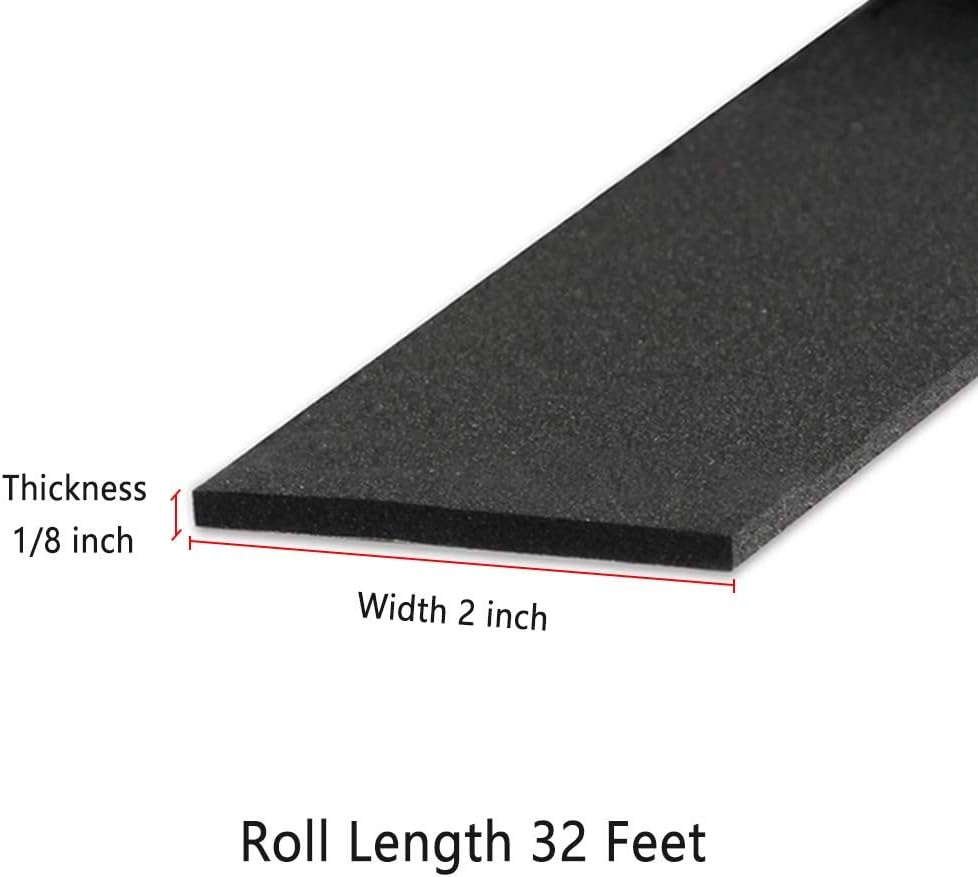 Neoprene Weather Stripping -2" W x 1/8" T- Self Adhesive Foam Rubber Seal Strip Tape for Sliding Door Window Insulation