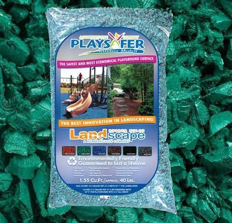 Playsafer Rubber Mulch Nuggets Protective Flooring for Playgrounds, Swing-Sets, Play Areas, and Landscaping (400 LBS - 16 CU. FT., Green)