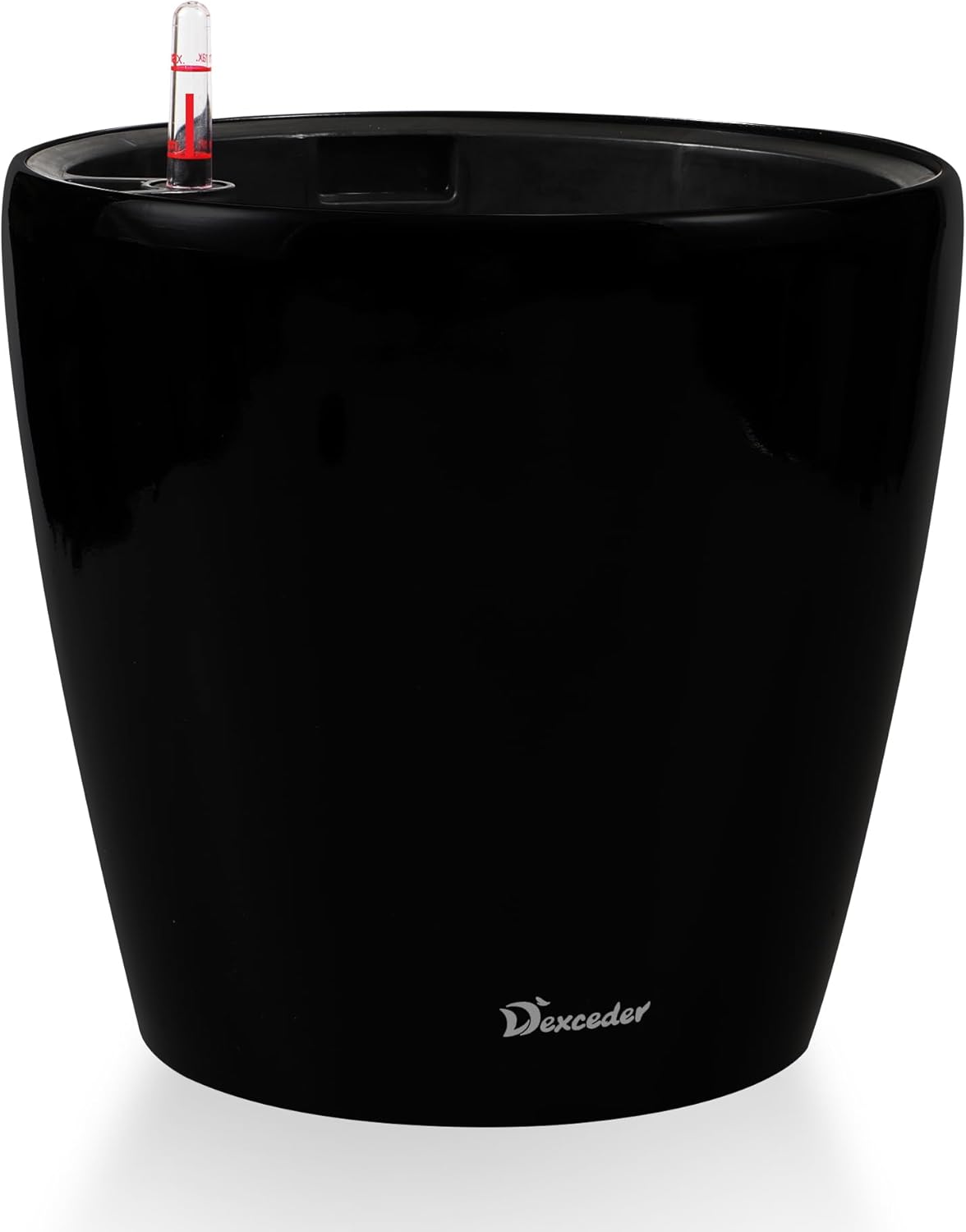 Dexceder 15x14 Self Watering Planter with Wheels Indoor Outdoor, Inner Pot Design, Thickened Large Floor Standing Flower Plant Pot with Water Level Indicator (Black Matte)